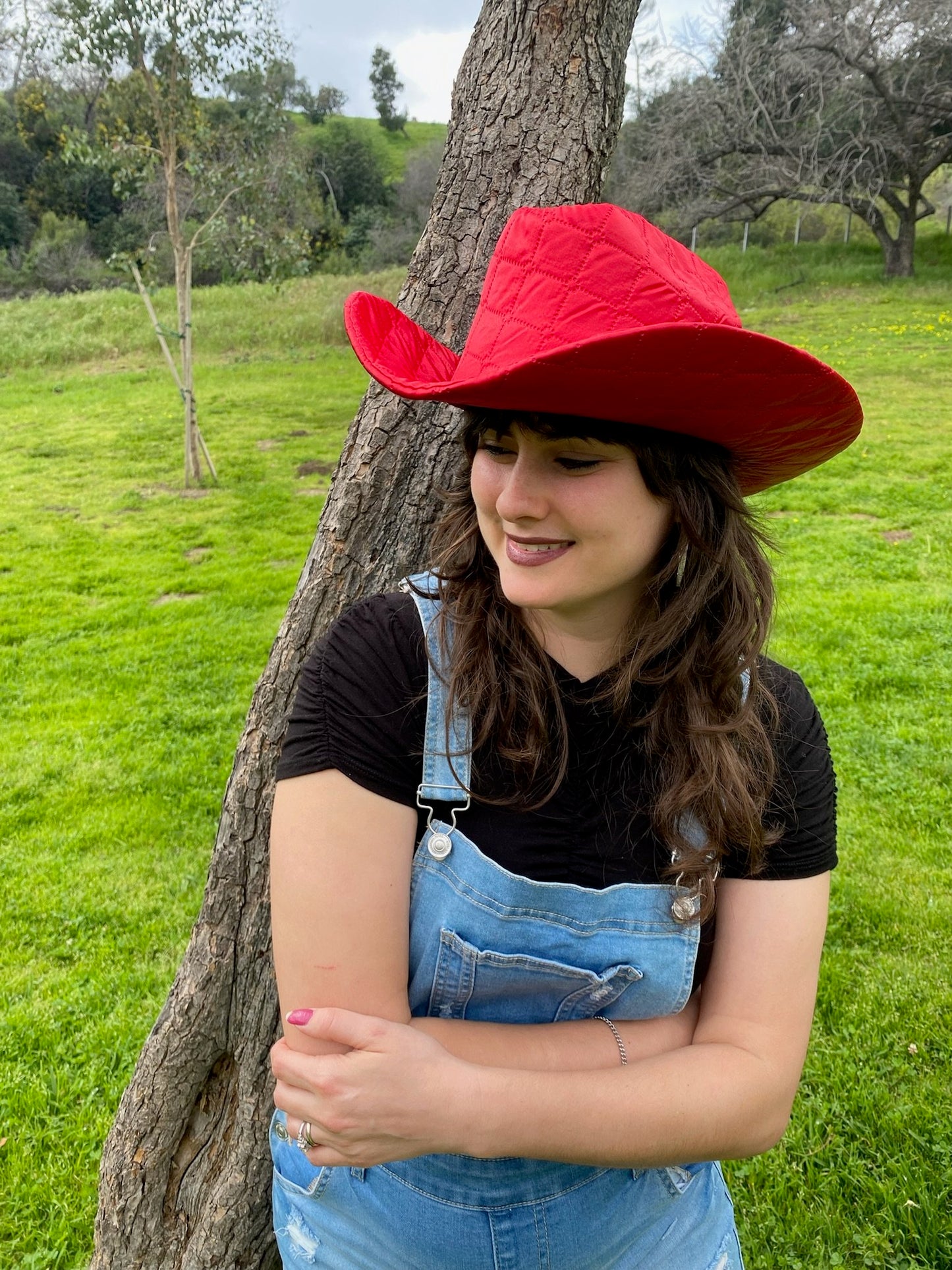 Red Puffer Cowboy Hat