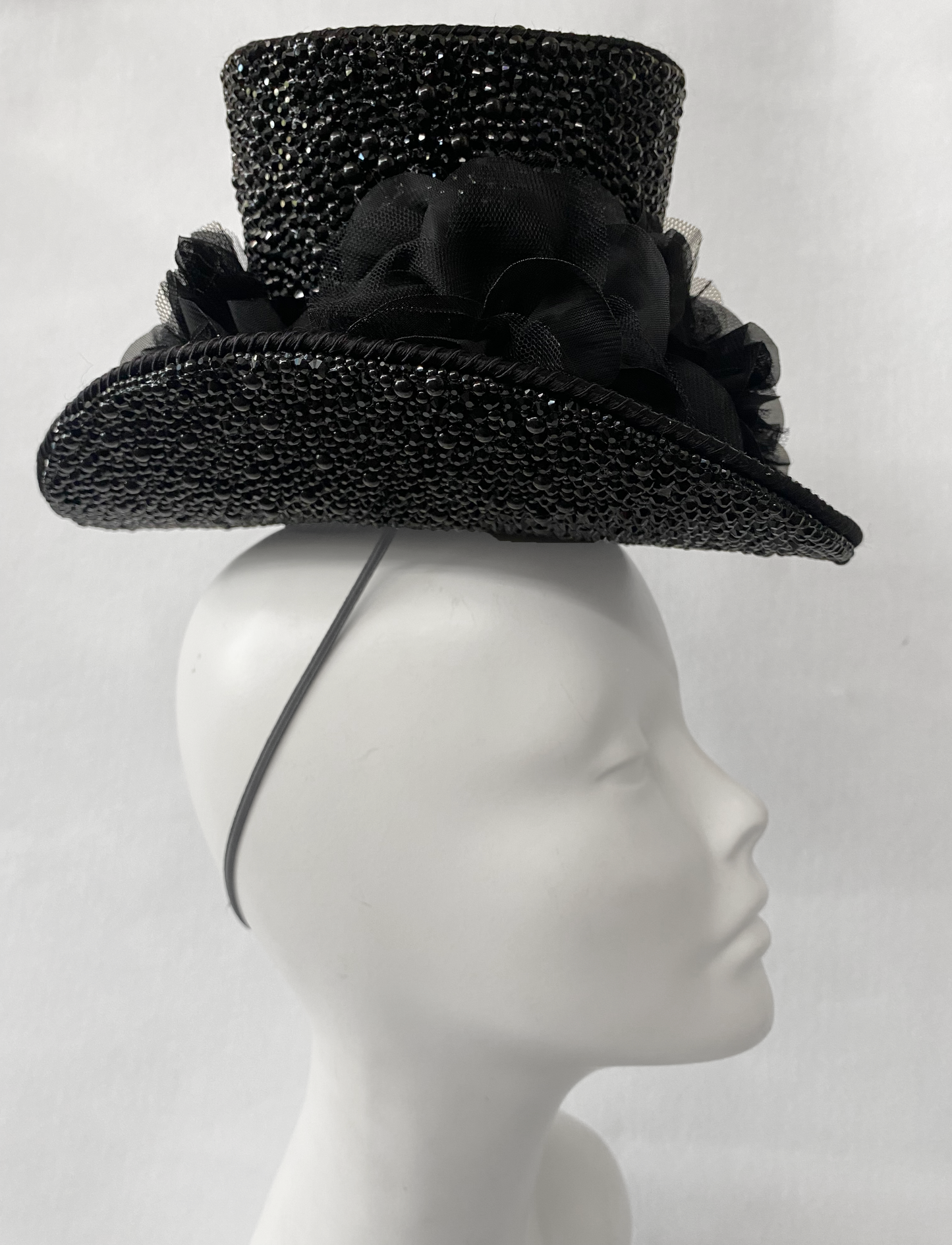 Black Crystal Pearl Top Hat