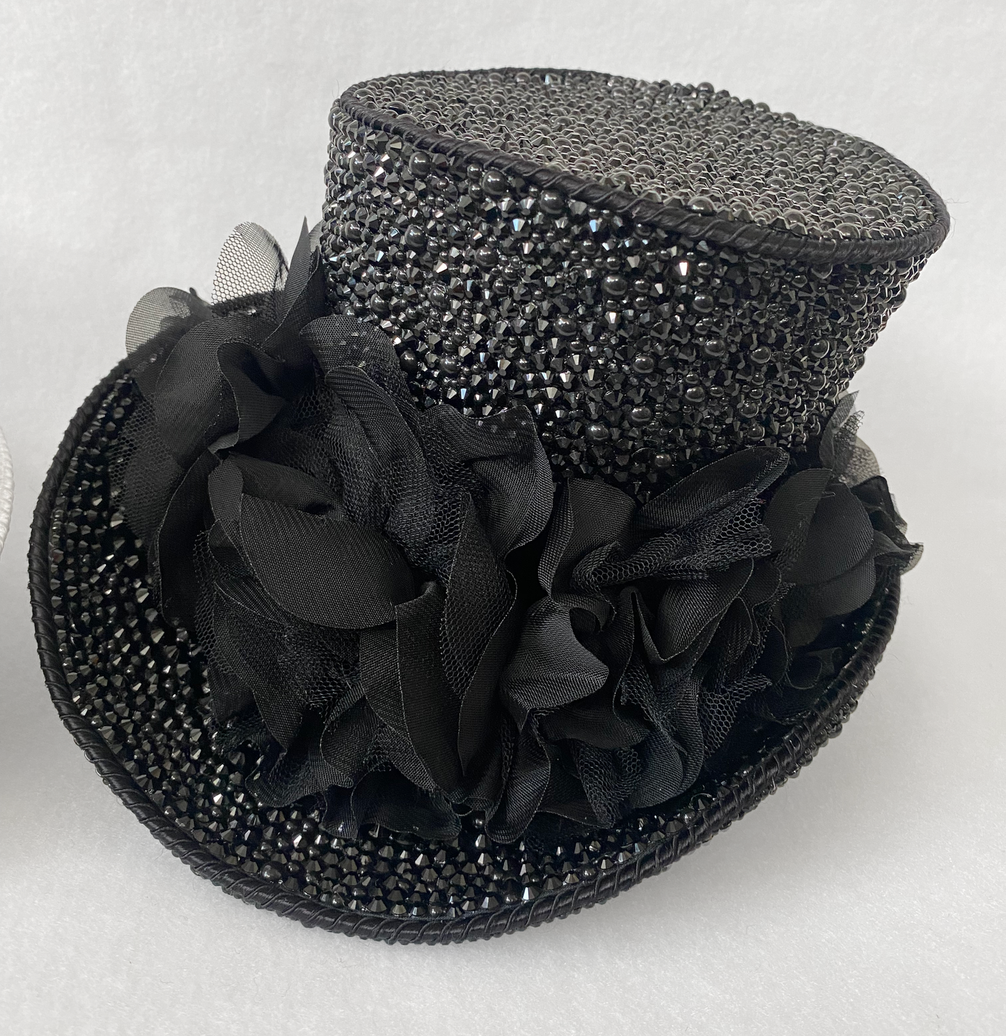 Black Crystal Pearl Top Hat