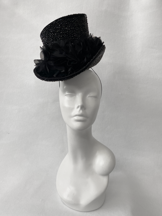 Black Crystal Pearl Top Hat