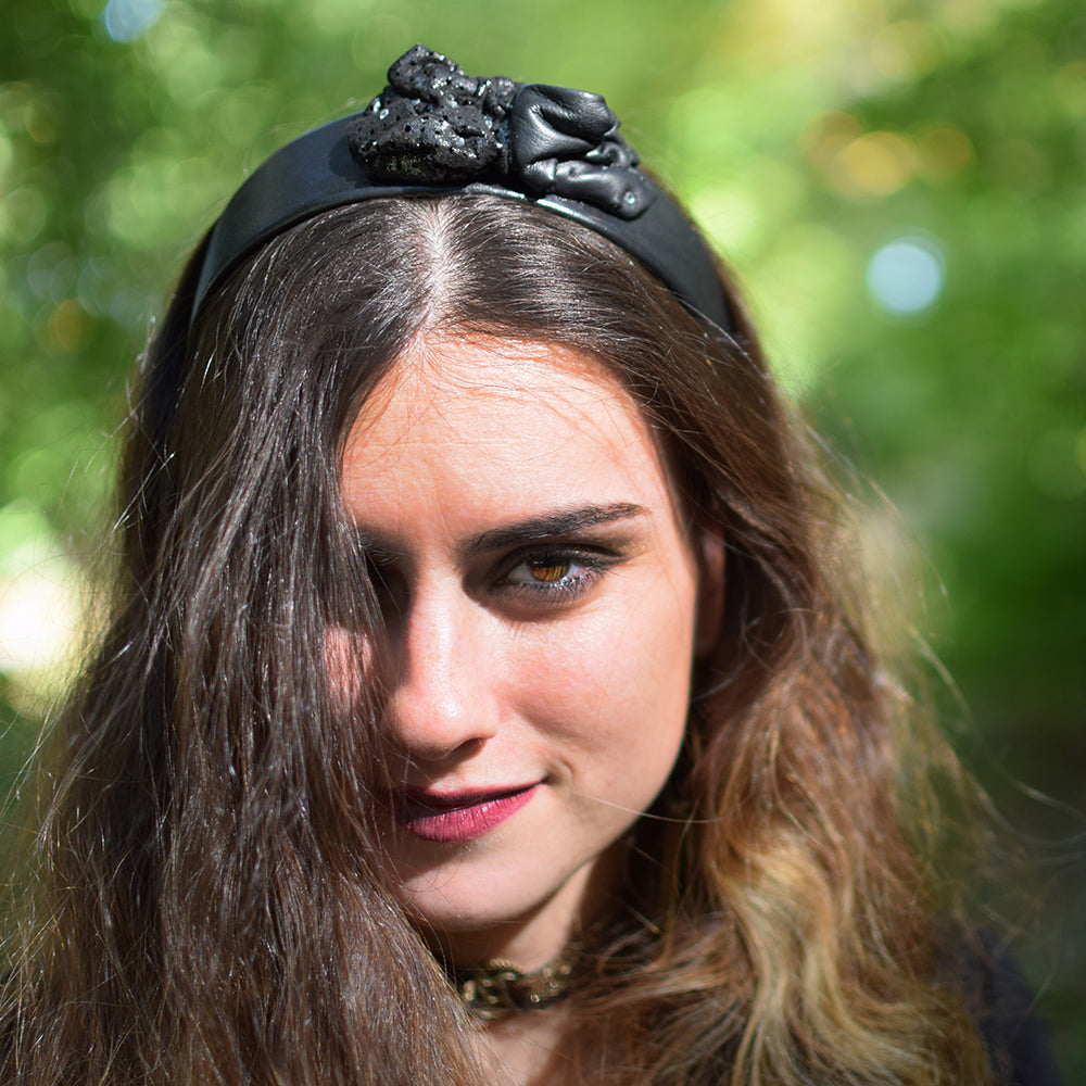 Leather Poof Headband