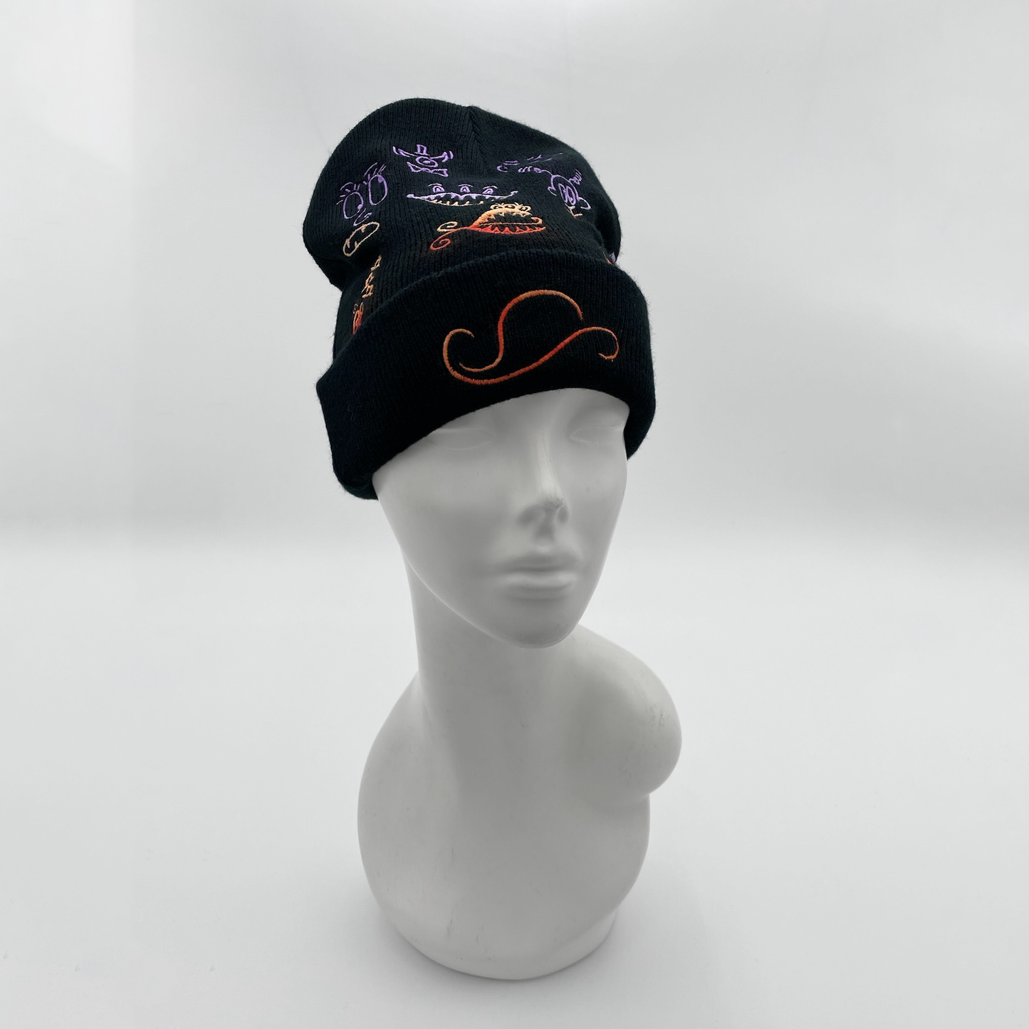 Purple Orange Ombre Doodle Beanie