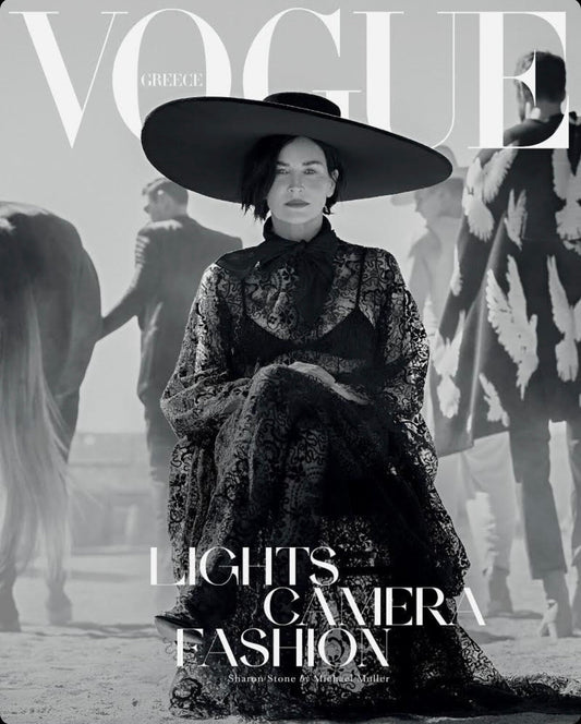 Sharon Stone ~ Vogue Greece ~ Black Velvet Hat