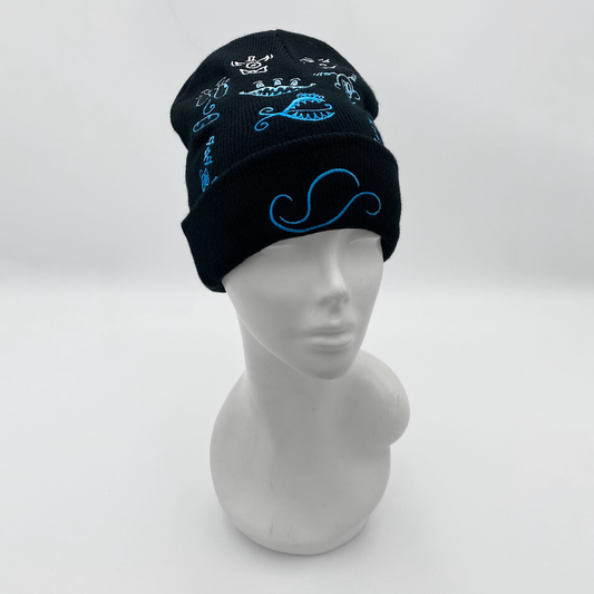 Blue Ombre Doodle Beanie