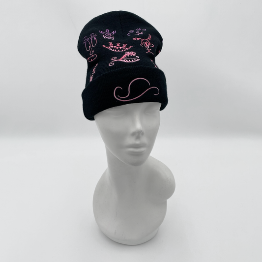 Pink Purple Ombre Doodle Beanie
